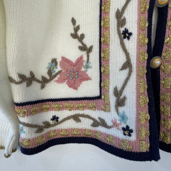 Vintage Embroidered Sweater Cardigan M EUC - Picture 6 of 8